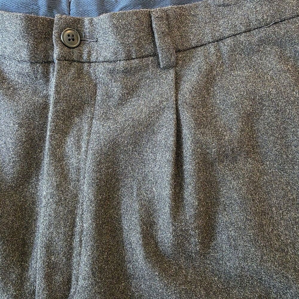 Vtg Nautica 36x34 Charcoal Wool Flannel Pleated Cuffed Baggy High Waist Pants - Picture 8 of 16